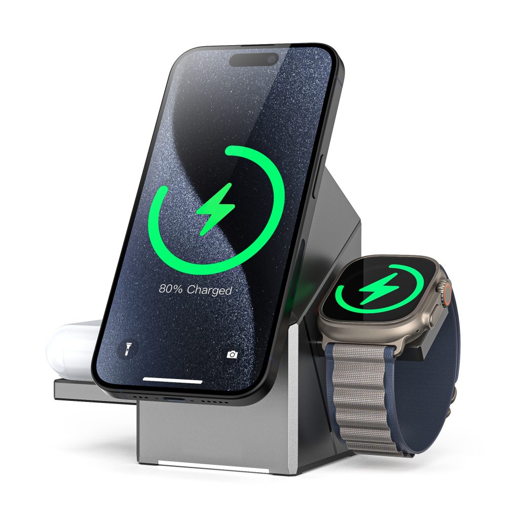 Vertical Rotatable 3in1 Wireless Charging Station