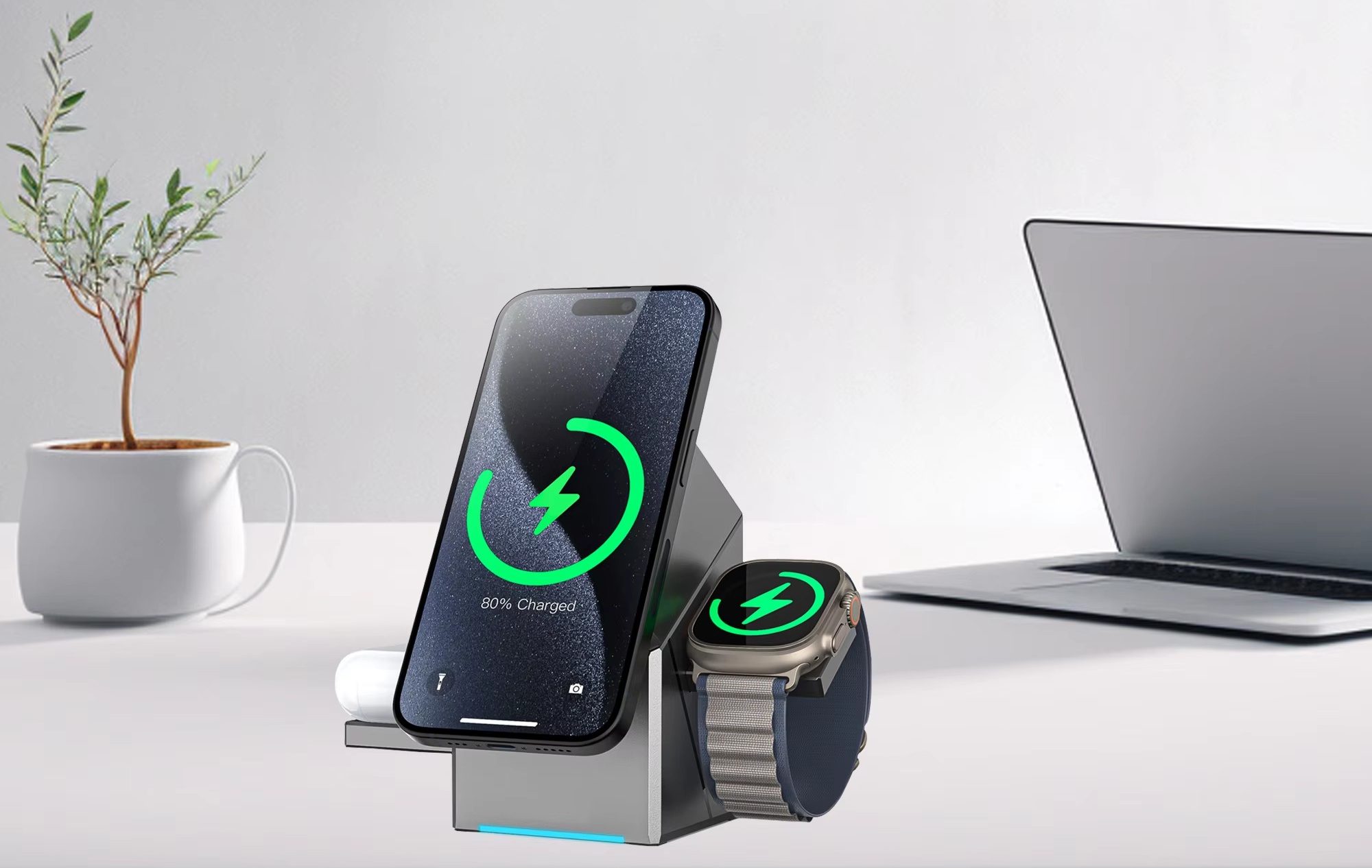 15W Rotatable magnetic 3in1 Wireless Charging Station