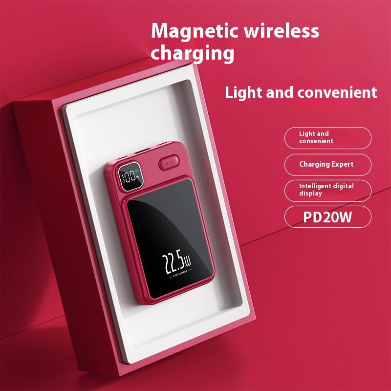  Magsaf Magnetic Wireless Charger 10000mah transparent Mini PD20W Fast charge mobile power supply with stand