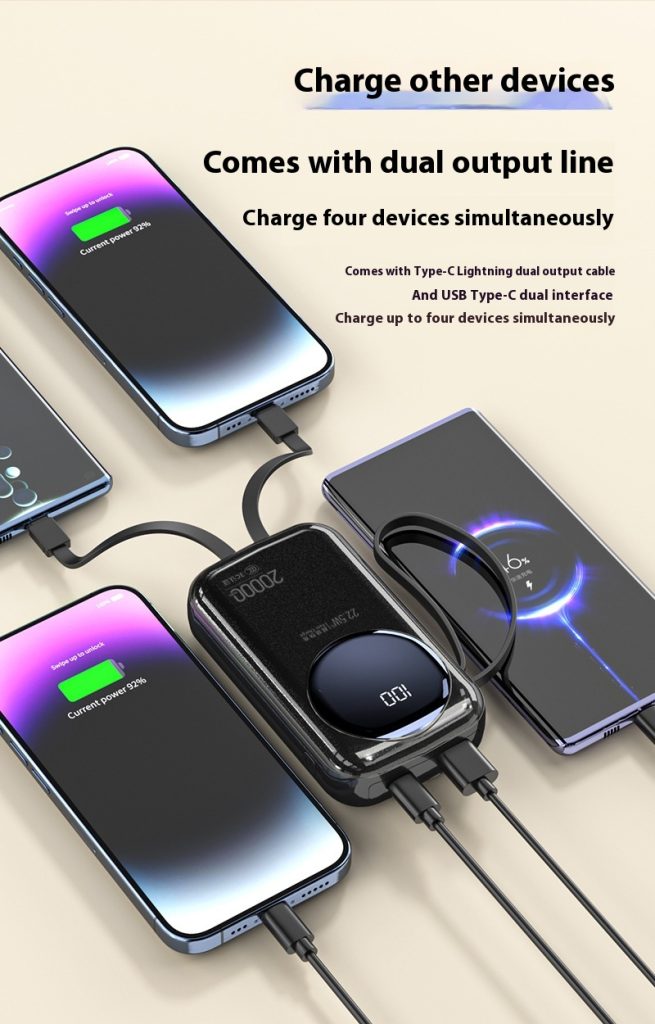 20000mAh 22.5W Fast Charger With Cable Mobile Power Bank