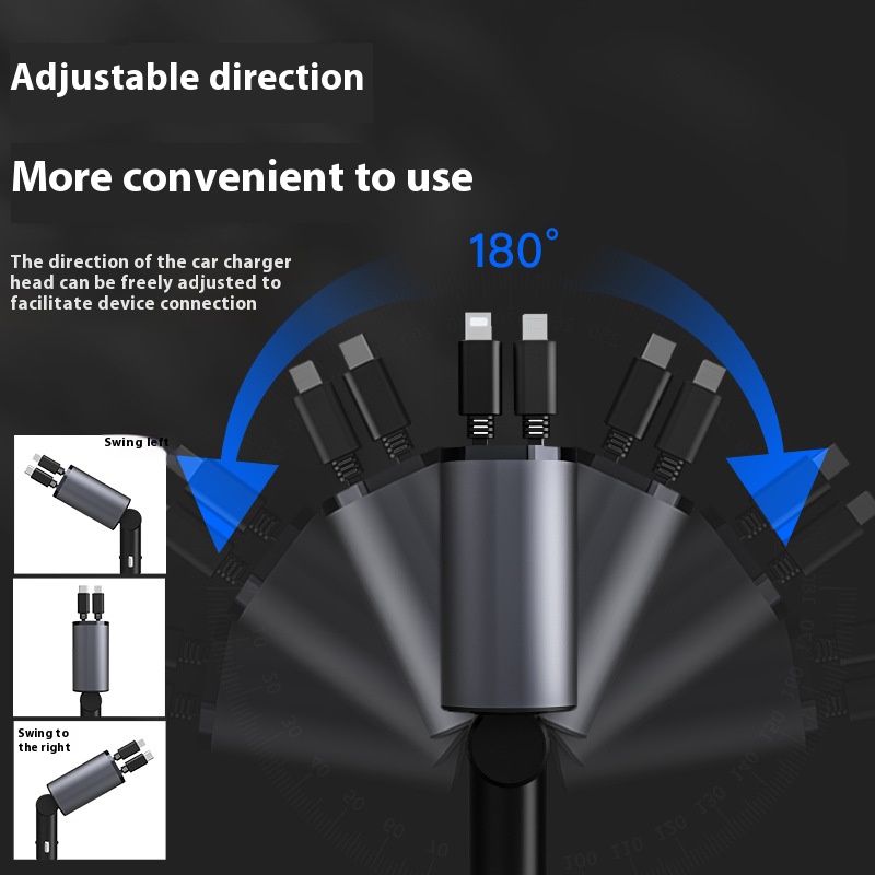 factory 2025 Wholesale 100w cigarette lighter universal phone 4 in 1 usb type c retractable car charger fast charging