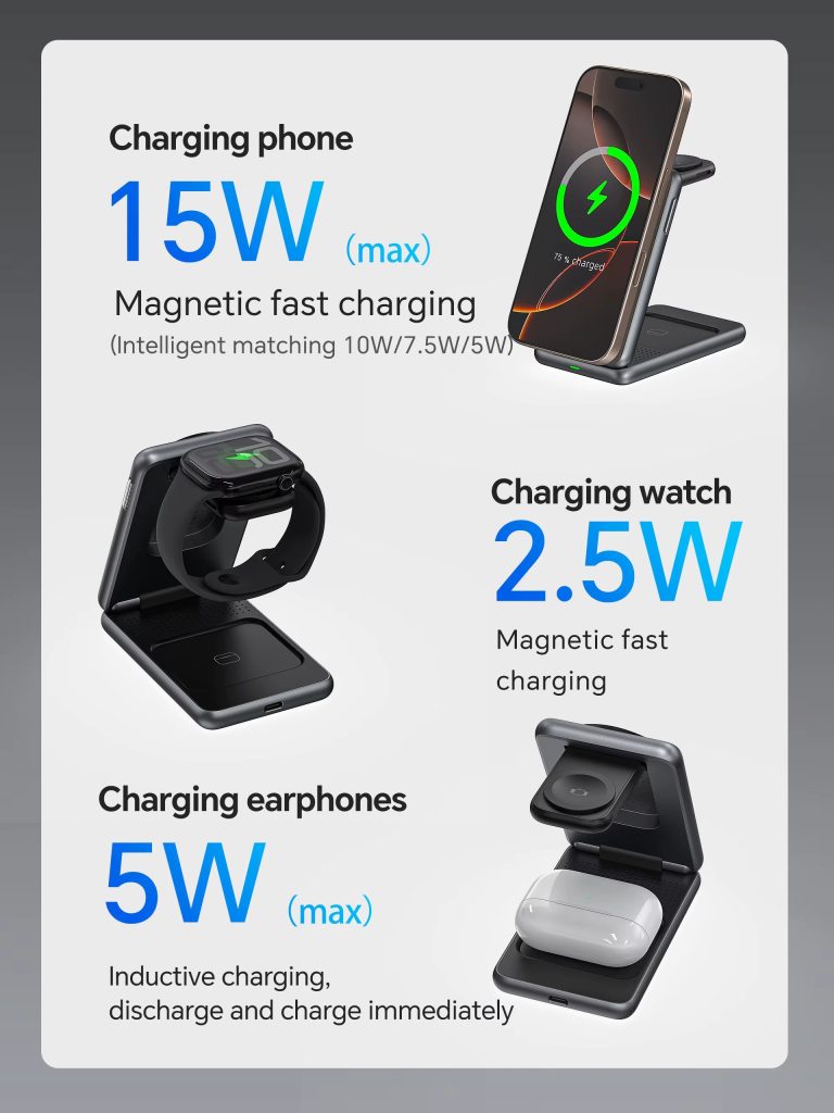  3in1 Wireless Charger Travel Magnetic Charger Stand